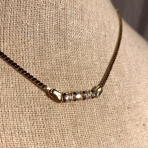 Vintage Gold tone Necklace with rhinestone Accents 18”